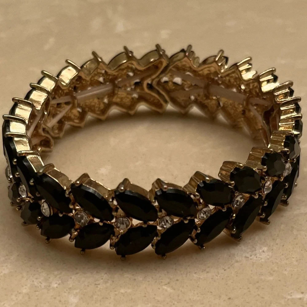Forever 21 Stretch black bracelet black cuff dressy - Picture 1 of 3